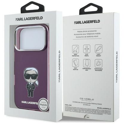 MagSafe-hoes voor Apple iPhone 18 Pro Max / 17 Pro Max, Karl Lagerfeld, IML Ikonik Sketch Print, Wijnrood