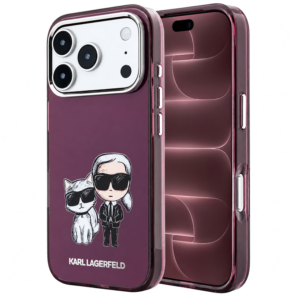 MagSafe-hoes voor Apple iPhone 18 Pro Max / 17 Pro Max, Karl Lagerfeld, IML KC Bodies Sketch Print, Bordeaux