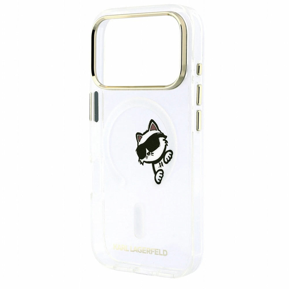 MagSafe-hoesje voor Apple iPhone 18 Pro Max / 17 Pro Max, Karl Lagerfeld, IML Peekaboo Print en metalen frame, transparant