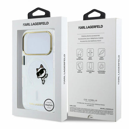 MagSafe-hoesje voor Apple iPhone 18 Pro Max / 17 Pro Max, Karl Lagerfeld, IML Peekaboo Print en metalen frame, transparant