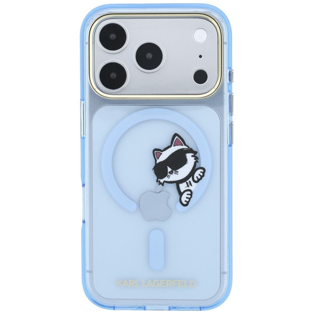 MagSafe-hoesje voor Apple iPhone 18 Pro Max / 17 Pro Max, Karl Lagerfeld, IML Peekaboo Print and Metal Frame, Bleu