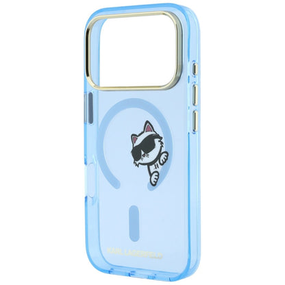 MagSafe-hoesje voor Apple iPhone 18 Pro Max / 17 Pro Max, Karl Lagerfeld, IML Peekaboo Print and Metal Frame, Bleu