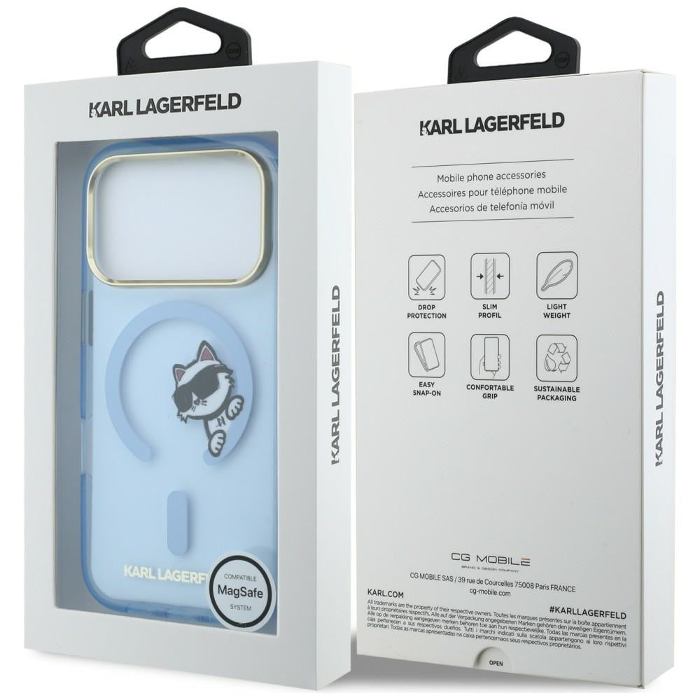 MagSafe-hoesje voor Apple iPhone 18 Pro Max / 17 Pro Max, Karl Lagerfeld, IML Peekaboo Print and Metal Frame, Bleu