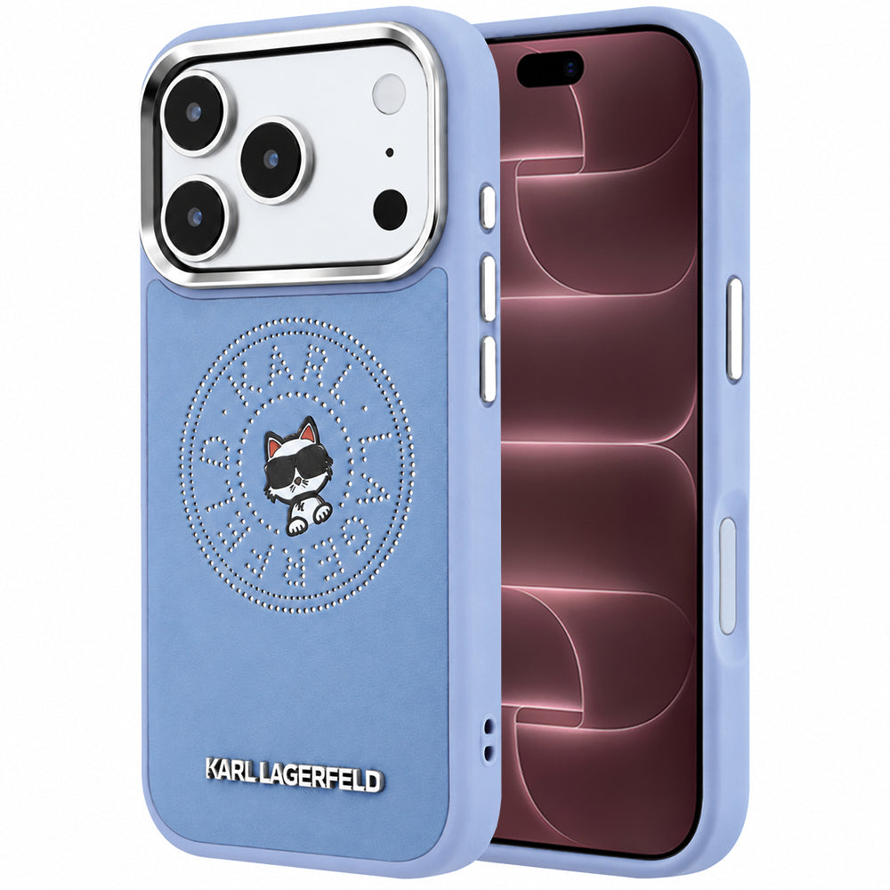 MagSafe-hoesje voor Apple iPhone 18 Pro Max / 17 Pro Max, Karl Lagerfeld, Point and Choupette Sketch, blauw