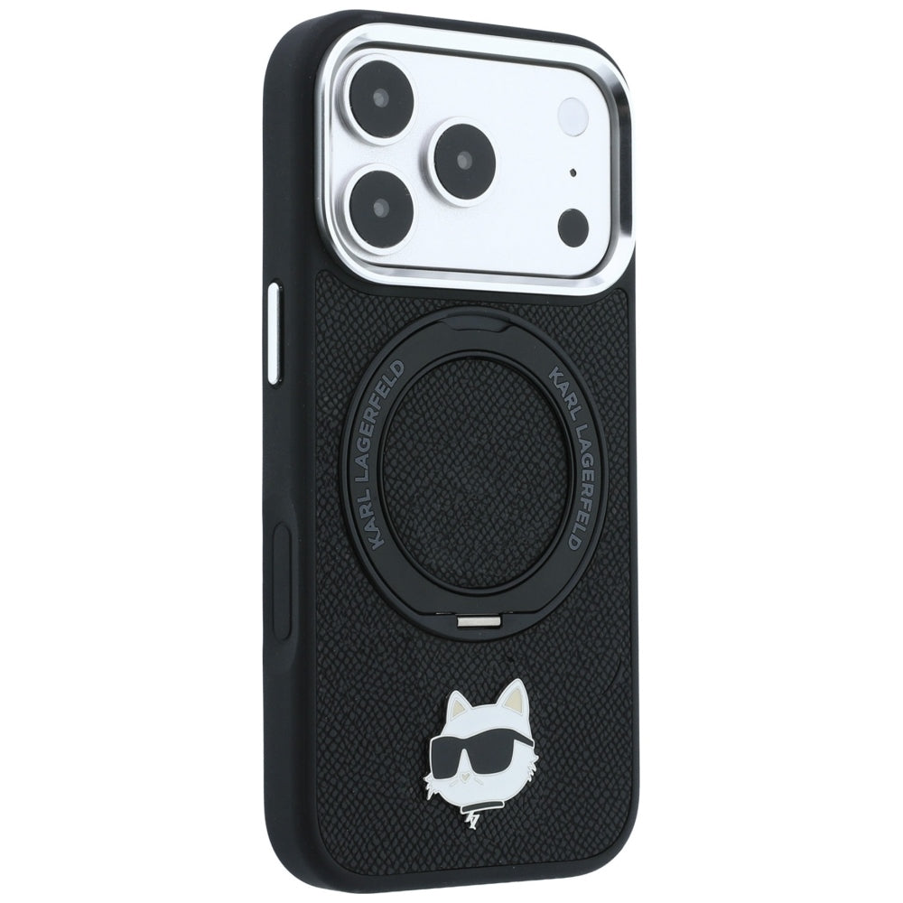 MagSafe-hoesje voor Apple iPhone 18 Pro Max / 17 Pro Max, Karl Lagerfeld, Ring Stand 360 Choupette Pin, zwart