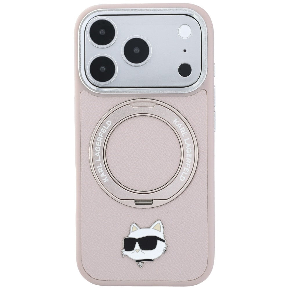 MagSafe-hoesje voor Apple iPhone 18 Pro Max / 17 Pro Max, Karl Lagerfeld, Ring Stand 360 Choupette Pin, roze