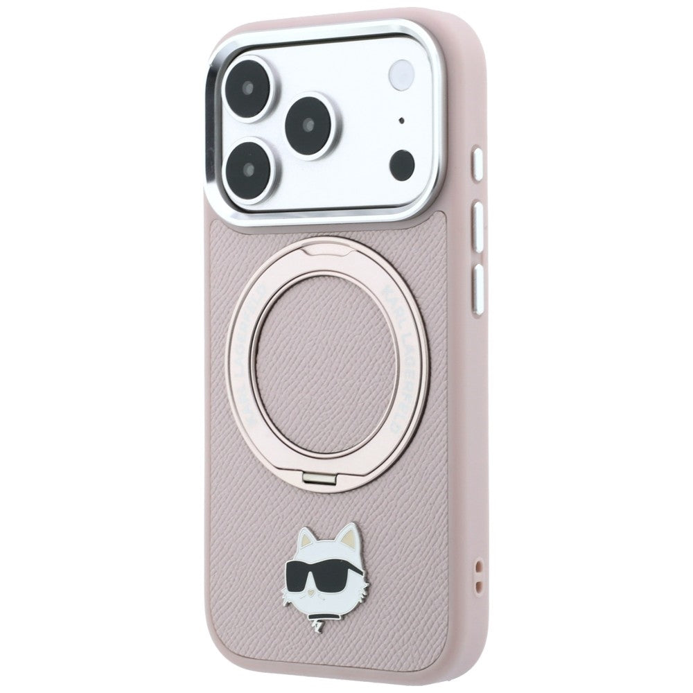 MagSafe-hoesje voor Apple iPhone 18 Pro Max / 17 Pro Max, Karl Lagerfeld, Ring Stand 360 Choupette Pin, roze