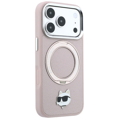 MagSafe-hoesje voor Apple iPhone 18 Pro Max / 17 Pro Max, Karl Lagerfeld, Ring Stand 360 Choupette Pin, roze