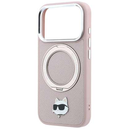 MagSafe-hoesje voor Apple iPhone 18 Pro Max / 17 Pro Max, Karl Lagerfeld, Ring Stand 360 Choupette Pin, roze