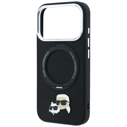 MagSafe Case for Apple iPhone 18 Pro Max / 17 Pro Max, Karl Lagerfeld, Ring Stand 360 Karl & Choupette Pin, Black