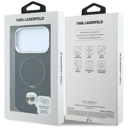 MagSafe-hoesje voor Apple iPhone 18 Pro Max / 17 Pro Max, Karl Lagerfeld, Ring Stand 360 Karl Pin, zwart