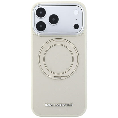 MagSafe-hoesje voor Apple iPhone 18 Pro Max / 17 Pro Max, Karl Lagerfeld, Ring Stand 360 Saffiano, beige