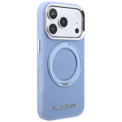 MagSafe Case for Apple iPhone 18 Pro Max / 17 Pro Max, Karl Lagerfeld, Ring Stand 360 Saffiano, Blue