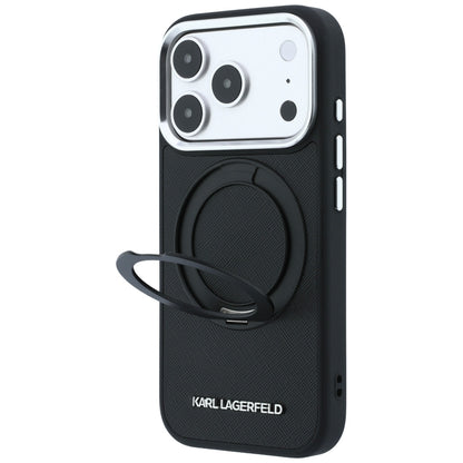 MagSafe Case for Apple iPhone 18 Pro Max / 17 Pro Max, Karl Lagerfeld, Ring Stand 360 Saffiano, Black