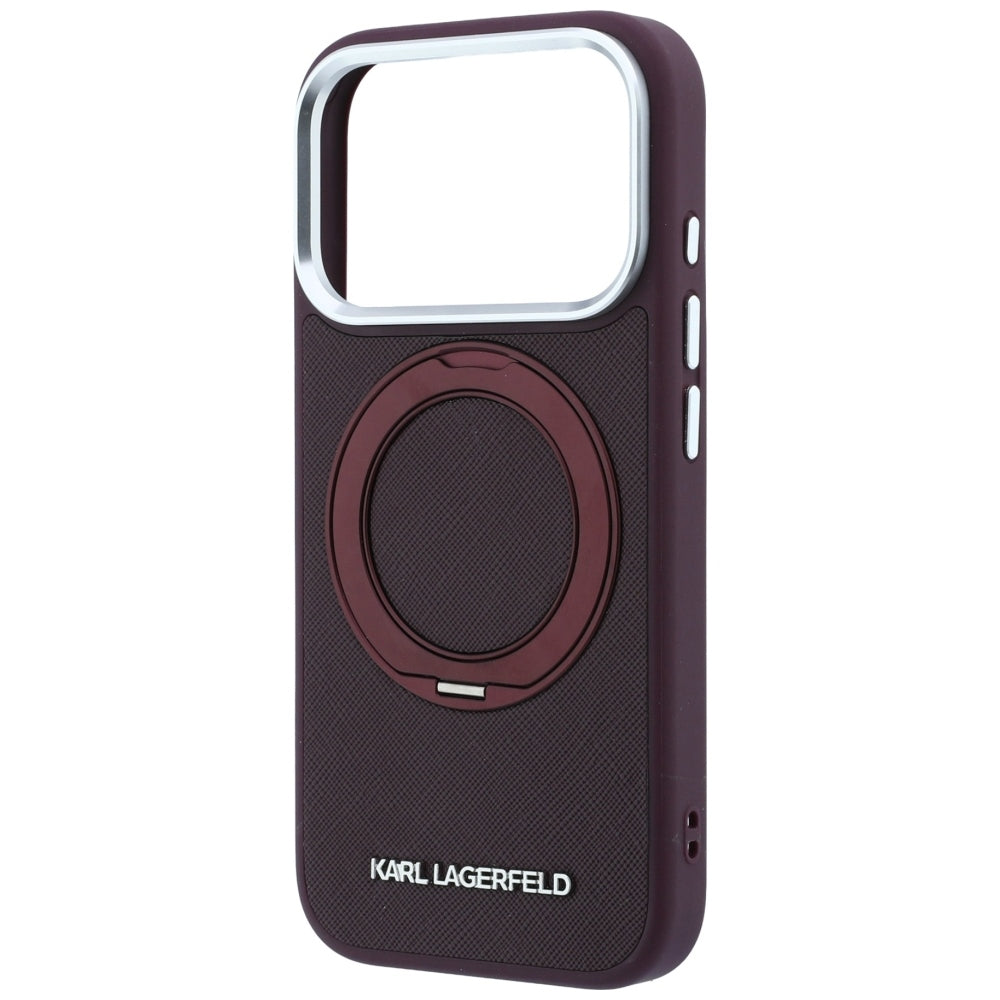 MagSafe Case for Apple iPhone 18 Pro Max / 17 Pro Max, Karl Lagerfeld, Ring Stand 360 Saffiano, Burgundy