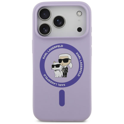 MagSafe-hoesje voor Apple iPhone 18 Pro Max / 17 Pro Max, Karl Lagerfeld, Silicone Ring Karl & Choupette, paars