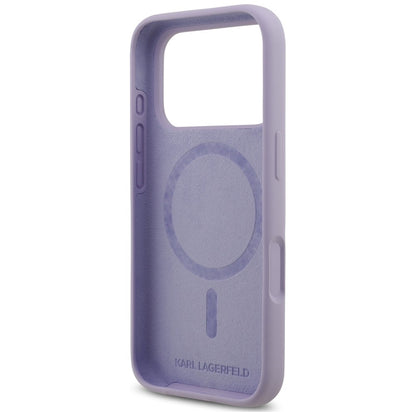 MagSafe-hoesje voor Apple iPhone 18 Pro Max / 17 Pro Max, Karl Lagerfeld, Silicone Ring Karl & Choupette, paars