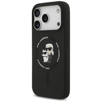 MagSafe-hoesje voor Apple iPhone 18 Pro Max / 17 Pro Max, Karl Lagerfeld, Silicone Ring Karl & Choupette, zwart
