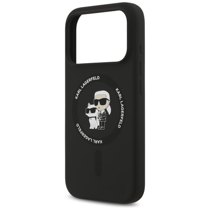 MagSafe-hoesje voor Apple iPhone 18 Pro Max / 17 Pro Max, Karl Lagerfeld, Silicone Ring Karl & Choupette, zwart