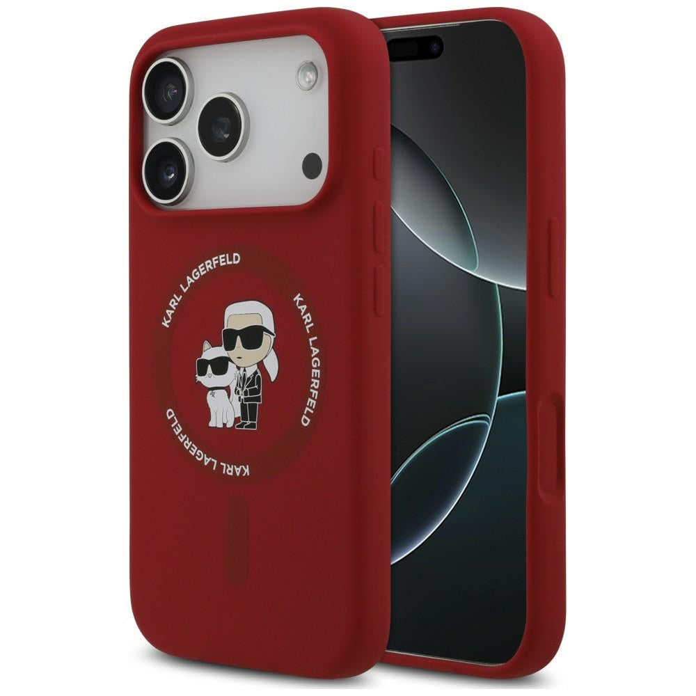MagSafe-hoesje voor Apple iPhone 18 Pro Max / 17 Pro Max, Karl Lagerfeld, Silicone Ring Karl & Choupette, roze