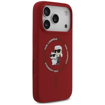 MagSafe-hoesje voor Apple iPhone 18 Pro Max / 17 Pro Max, Karl Lagerfeld, Silicone Ring Karl & Choupette, roze