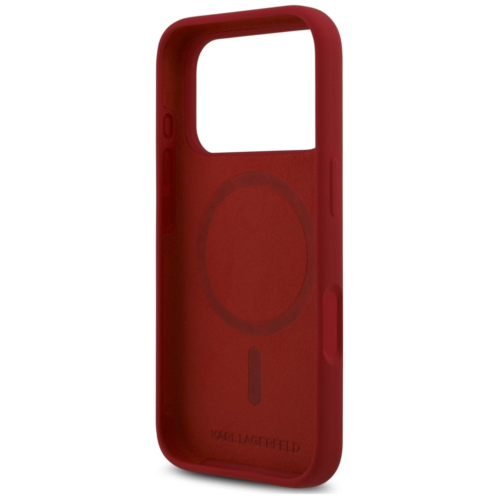 MagSafe-hoesje voor Apple iPhone 18 Pro Max / 17 Pro Max, Karl Lagerfeld, Silicone Ring Karl & Choupette, roze