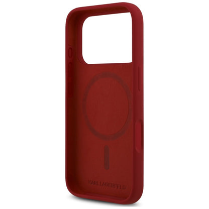 MagSafe-hoesje voor Apple iPhone 18 Pro Max / 17 Pro Max, Karl Lagerfeld, Silicone Ring Karl & Choupette, roze
