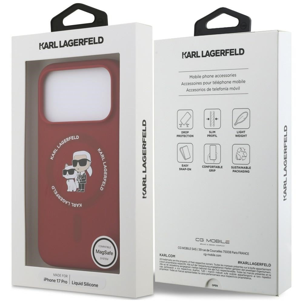 MagSafe-hoesje voor Apple iPhone 18 Pro Max / 17 Pro Max, Karl Lagerfeld, Silicone Ring Karl & Choupette, roze