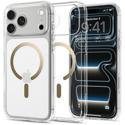 MagSafe-hoes voor Apple iPhone 18 Pro Max / 17 Pro Max, Spigen, Ultra Hybrid, Transparant Goud ACS12120