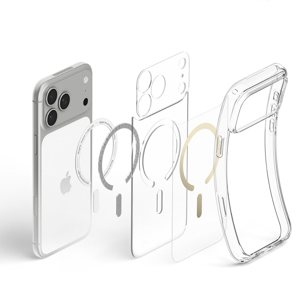 MagSafe-hoes voor Apple iPhone 18 Pro Max / 17 Pro Max, Spigen, Ultra Hybrid, Transparant Goud ACS12120