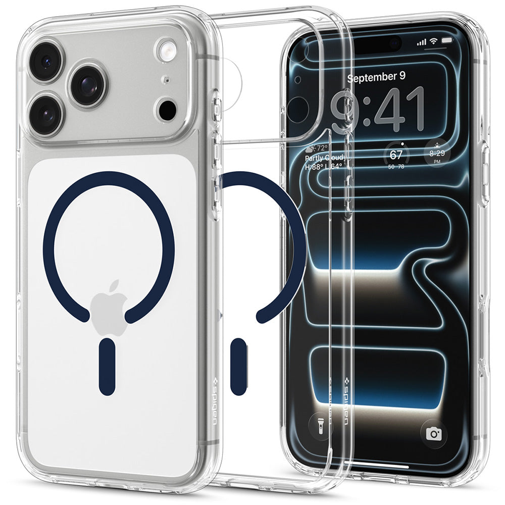 MagSafe-hoes voor Apple iPhone 18 Pro Max / 17 Pro Max, Spigen, Ultra Hybrid, Transparant Marineblauw ACS12121