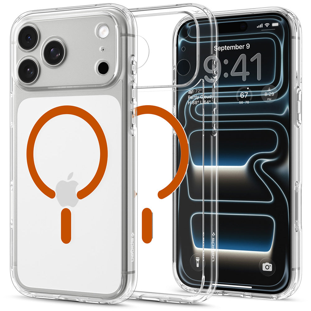 MagSafe-hoes voor Apple iPhone 18 Pro Max / 17 Pro Max, Spigen, Ultra Hybrid, Transparant Oranje ACS12122