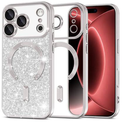 MagSafe-hoesje voor Apple iPhone 18 Pro Max / 17 Pro Max, Techsuit, Luxury Glitter, Zilver