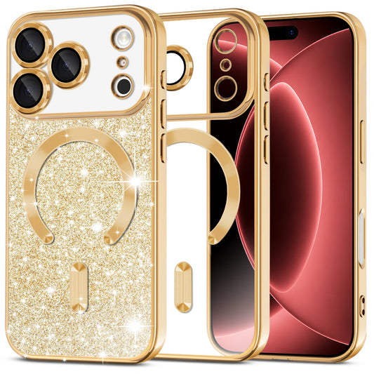 MagSafe-hoesje voor Apple iPhone 18 Pro Max / 17 Pro Max, Techsuit, Luxury Glitter, Goud