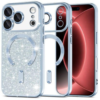 MagSafe-hoesje voor Apple iPhone 18 Pro Max / 17 Pro Max, Techsuit, Luxury Glitter, Blauw