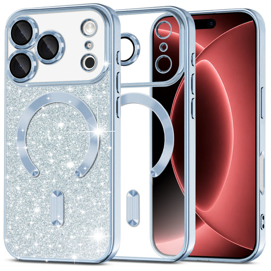 MagSafe-hoesje voor Apple iPhone 18 Pro Max / 17 Pro Max, Techsuit, Luxury Glitter, Blauw