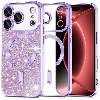 MagSafe-hoesje voor Apple iPhone 18 Pro Max / 17 Pro Max, Techsuit, Luxury Glitter, Lichtpaars