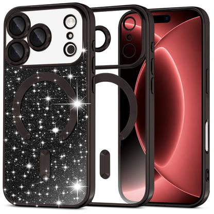 MagSafe-hoesje voor Apple iPhone 18 Pro Max / 17 Pro Max, Techsuit, Luxury Glitter, Zwart