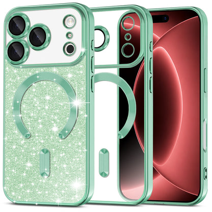 MagSafe-hoesje voor Apple iPhone 18 Pro Max / 17 Pro Max, Techsuit, Luxury Glitter, Lichtgroen