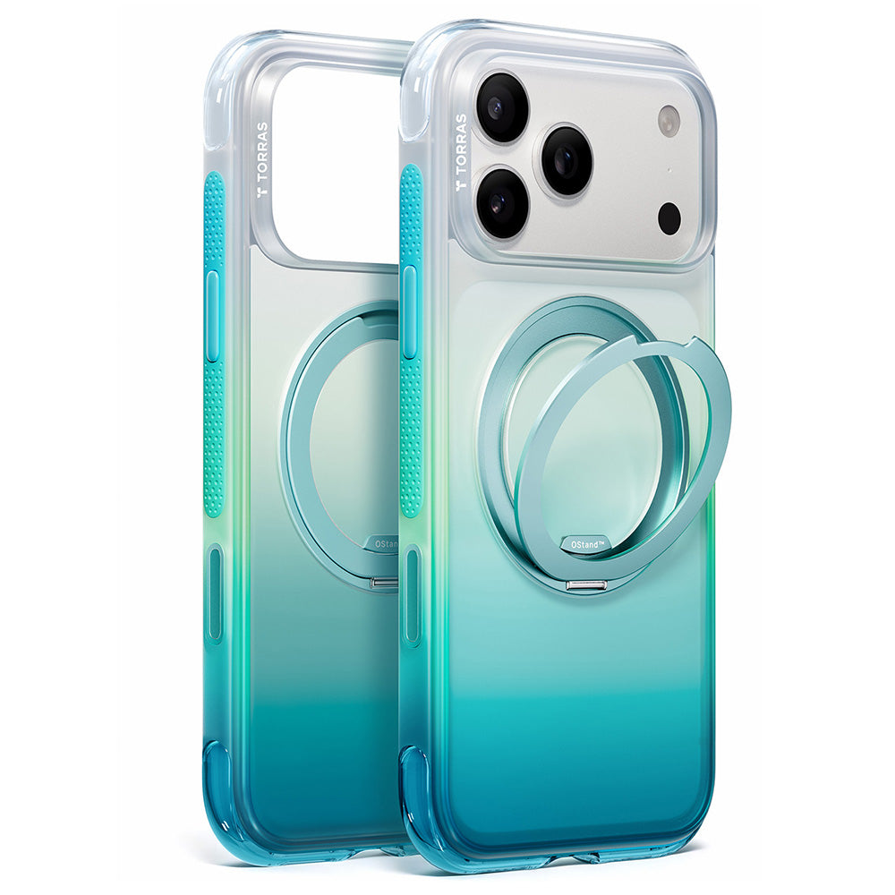 MagSafe-hoes voor Apple iPhone 18 Pro Max / 17 Pro Max, Torras, Ostand O3 Air Gradient, Groen Blauw