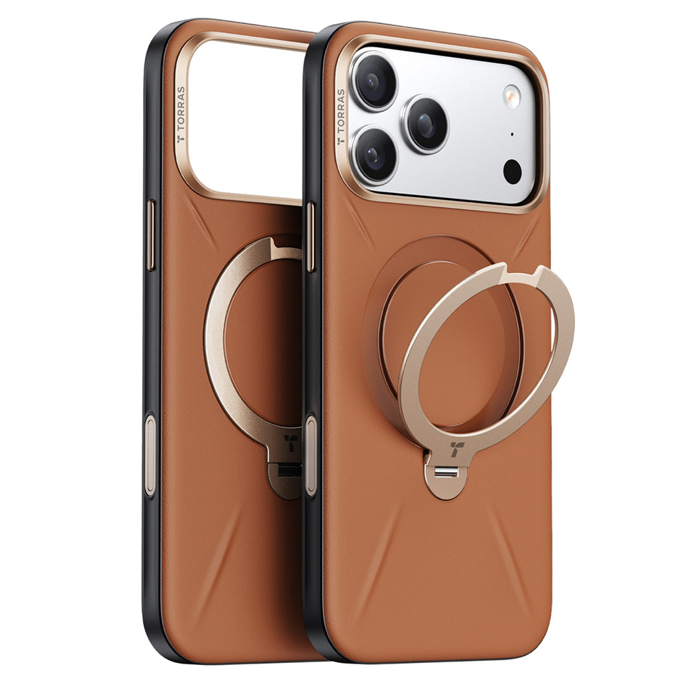 MagSafe-hoes voor Apple iPhone 18 Pro Max / 17 Pro Max, Torras, QPRO Leather, Bruin