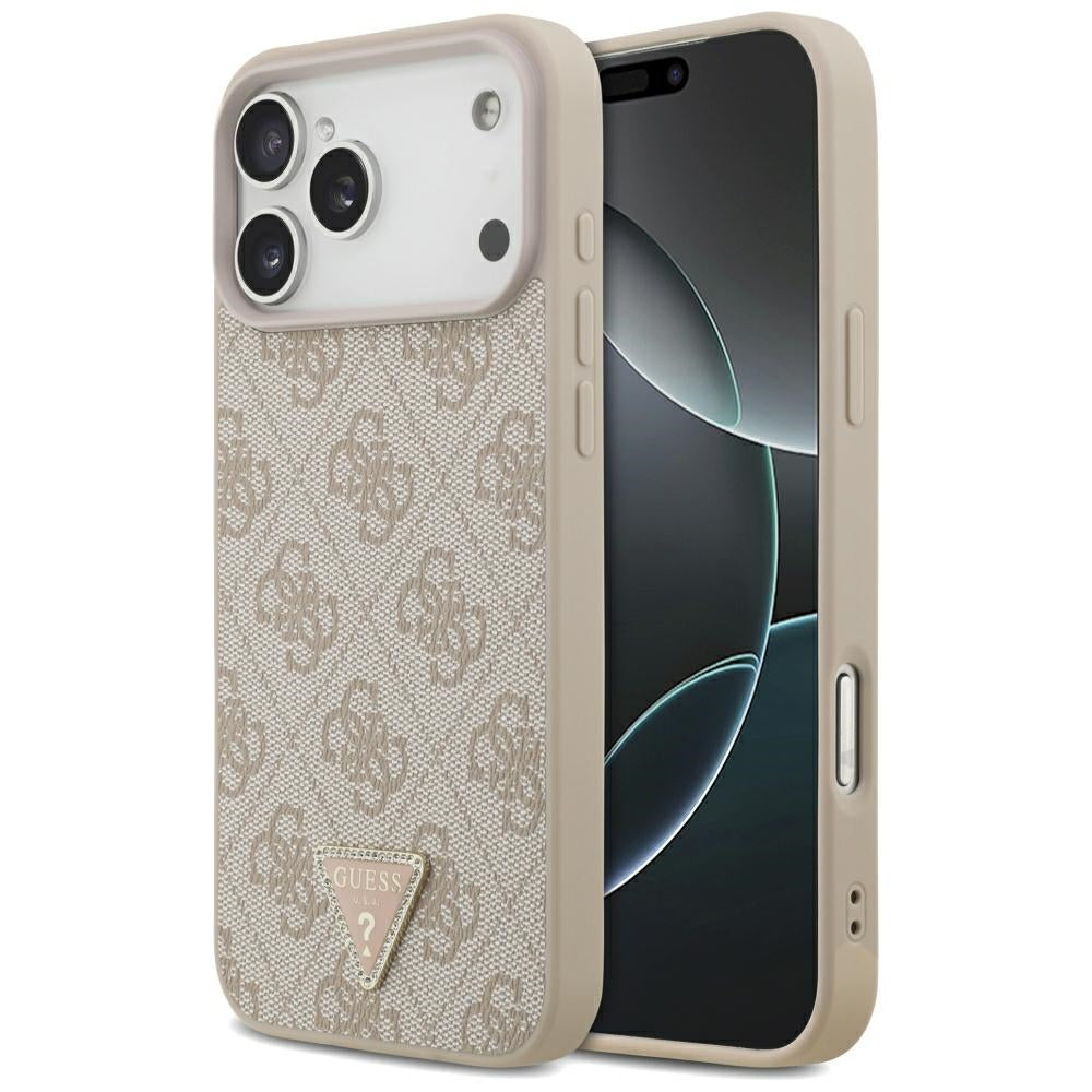 MagSafe-hoesje voor Apple iPhone 18 Pro Max, Guess, 4G Triangle Strass, Roze