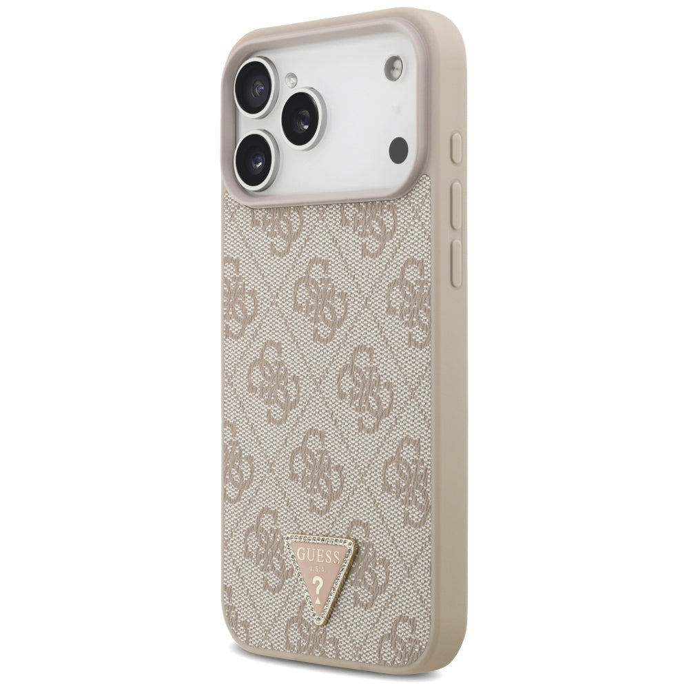 MagSafe-hoesje voor Apple iPhone 18 Pro Max, Guess, 4G Triangle Strass, Roze