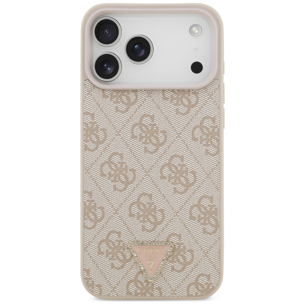 MagSafe-hoesje voor Apple iPhone 18 Pro Max, Guess, 4G Triangle Strass, Roze