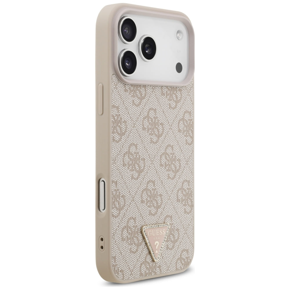 MagSafe-hoesje voor Apple iPhone 18 Pro Max, Guess, 4G Triangle Strass, Roze