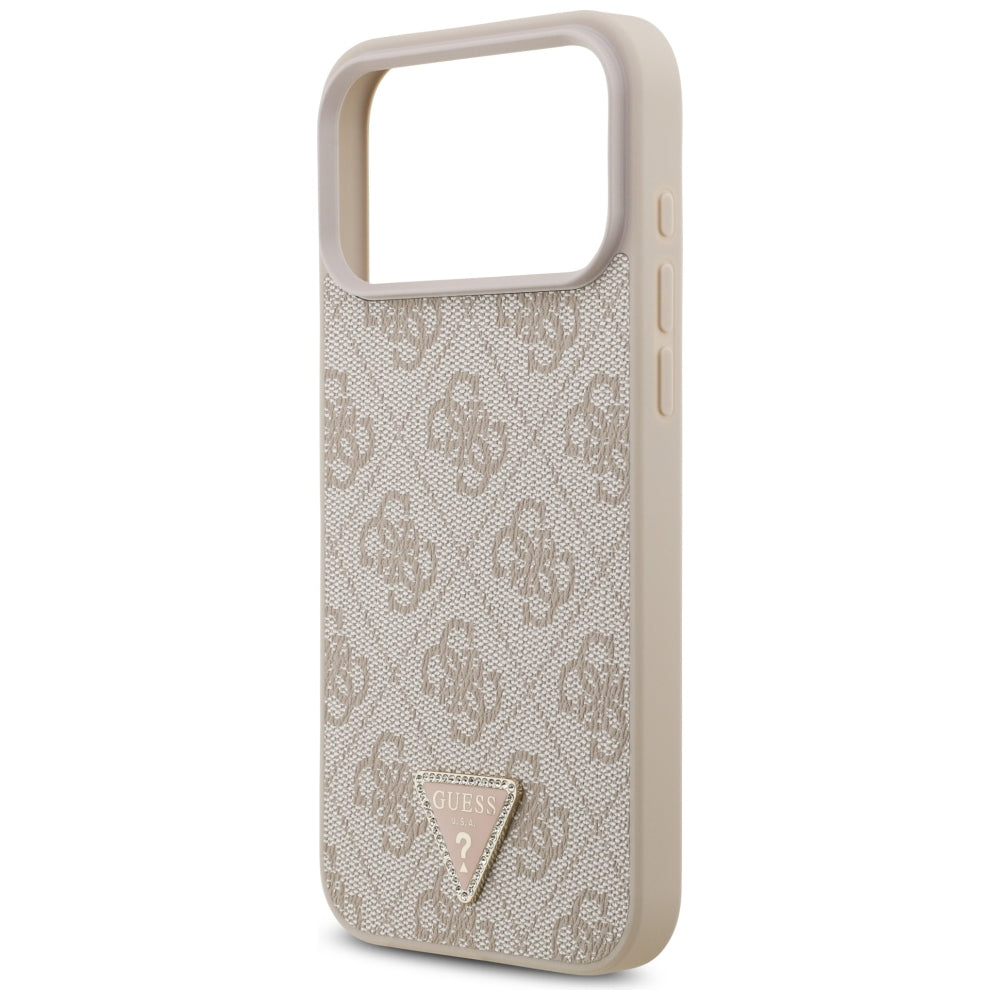 MagSafe-hoesje voor Apple iPhone 18 Pro Max, Guess, 4G Triangle Strass, Roze