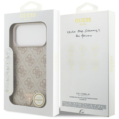 MagSafe-hoesje voor Apple iPhone 18 Pro Max, Guess, 4G Triangle Strass, Roze