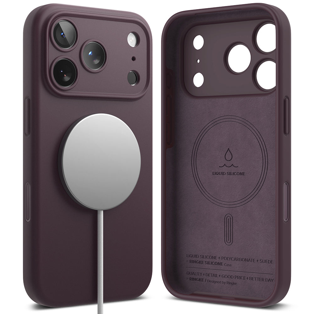 MagSafe-hoesje voor Apple iPhone 18 Pro, Ringke, siliconen, donker wijnrood