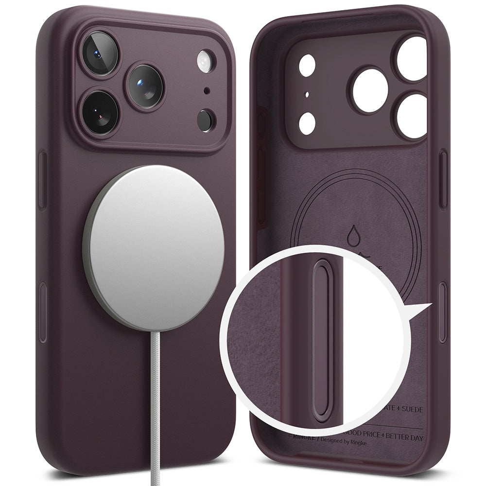 MagSafe-hoesje voor Apple iPhone 18 Pro, Ringke, siliconen, donker wijnrood