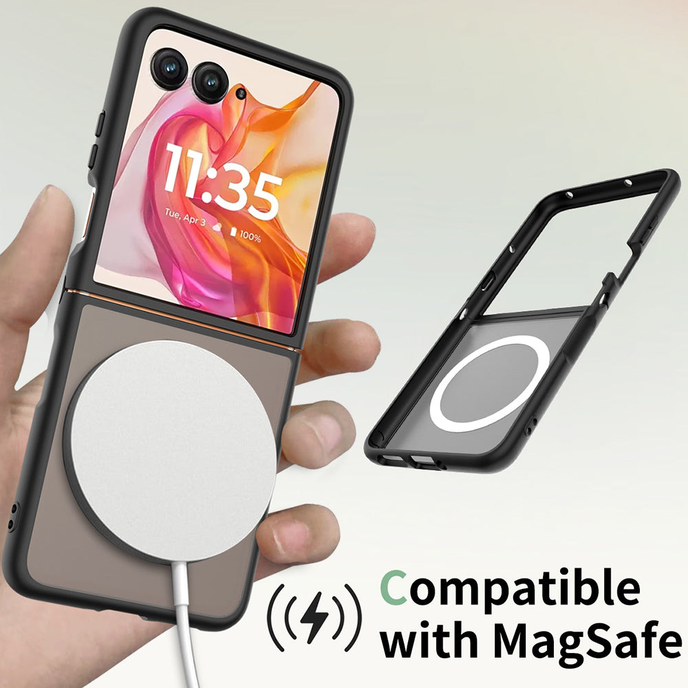 MagSafe-hoes voor Motorola Razr 70 Plus / Razr 50 Ultra, Techsuit, PureFrost, Zwart Satijn